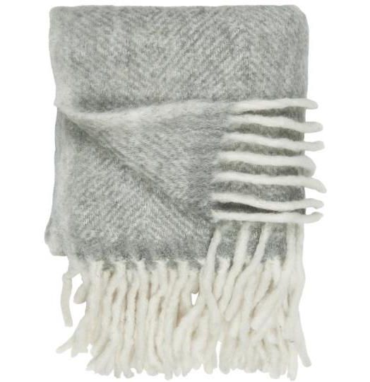 Plaid en laine gris clair