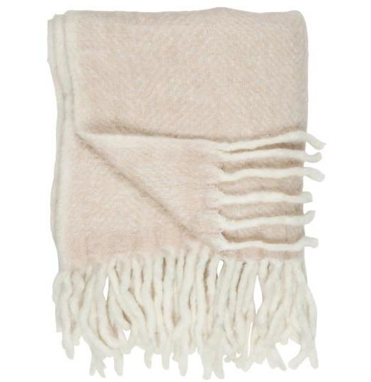 Plaid en laine rose clair