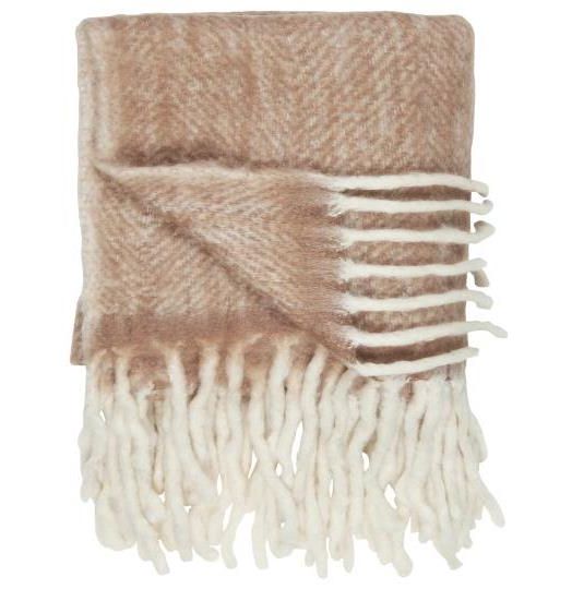 Plaid en laine vieux rose