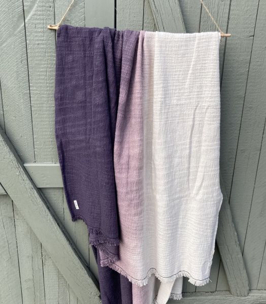 Plaid en coton frangé