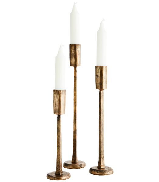 Set de trois bougeoirs en laiton